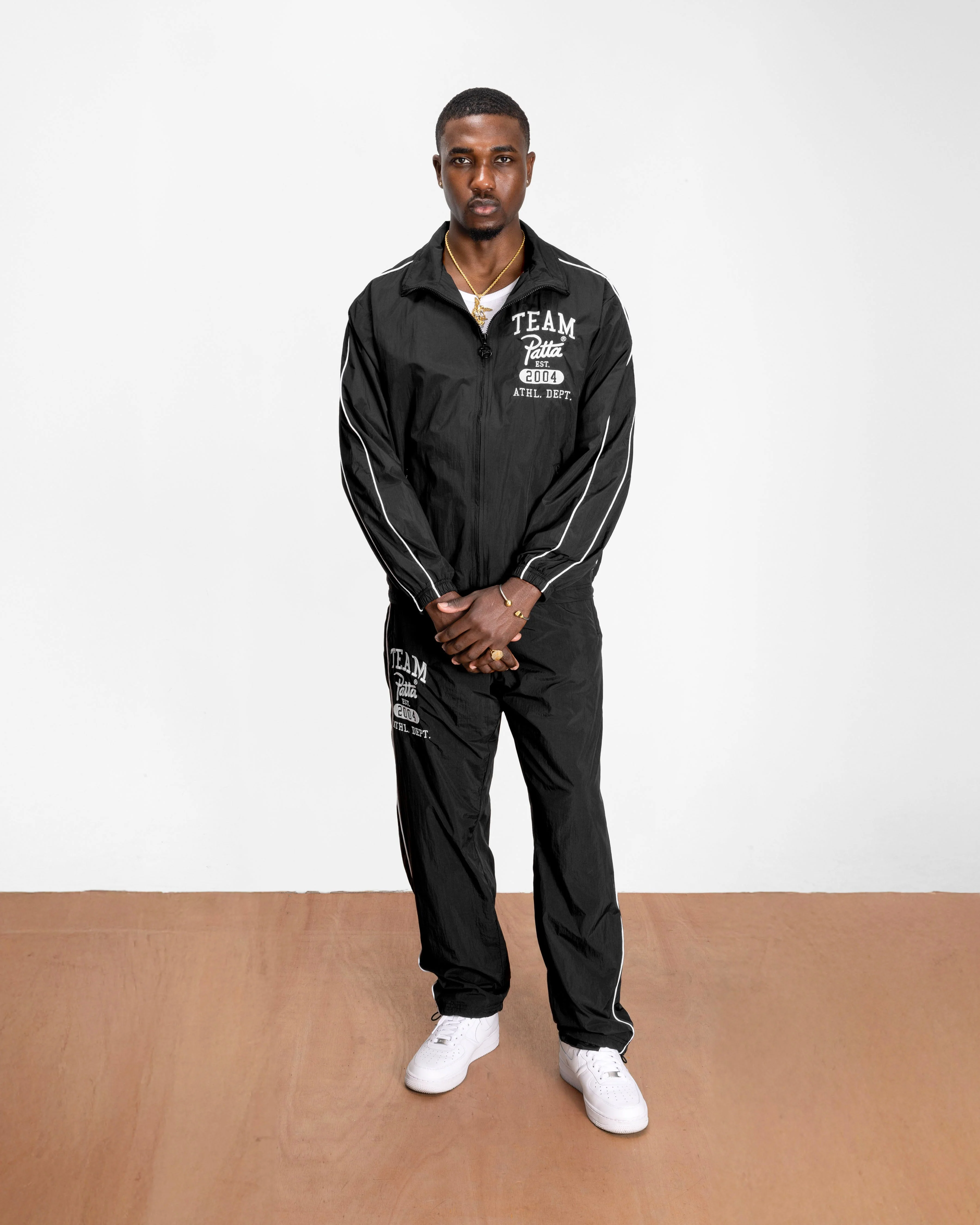 Patta Athletic Nylon Track Jacket (Black) - Image 4