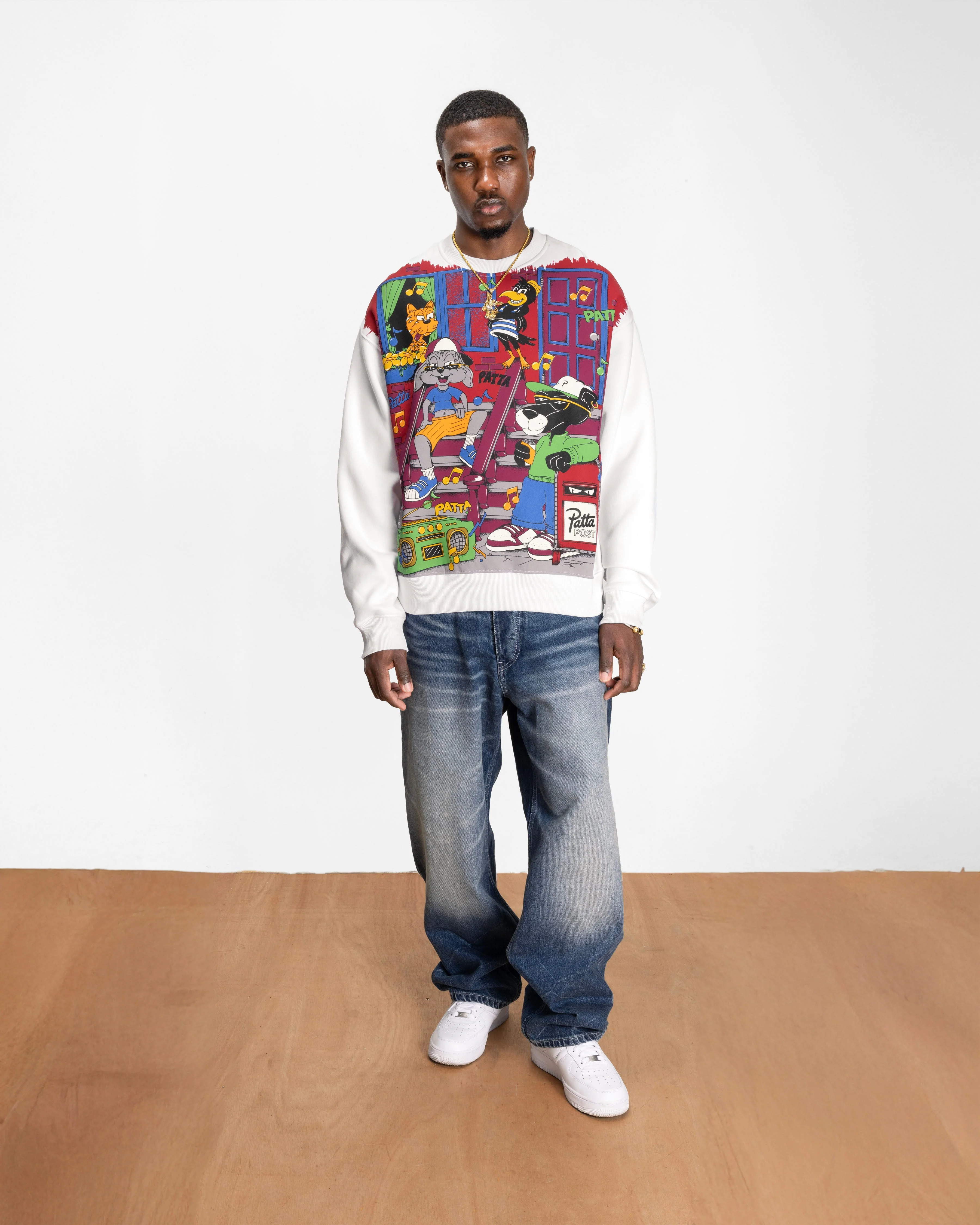 Patta Block Party Crewneck Sweater (Light Grey Melange) - Image 5