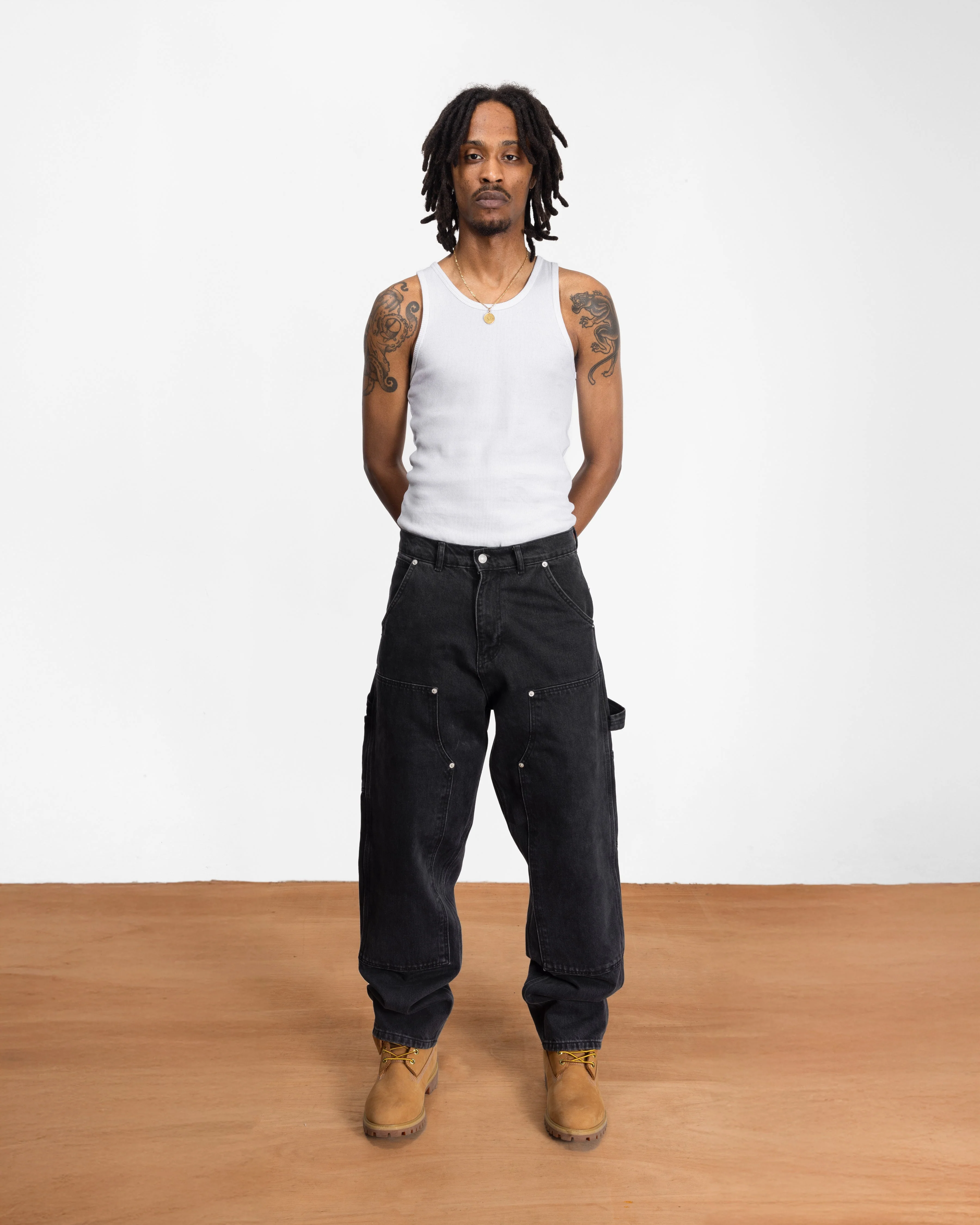 Patta Double Knee Denim Pants (Black Denim) - Image 3