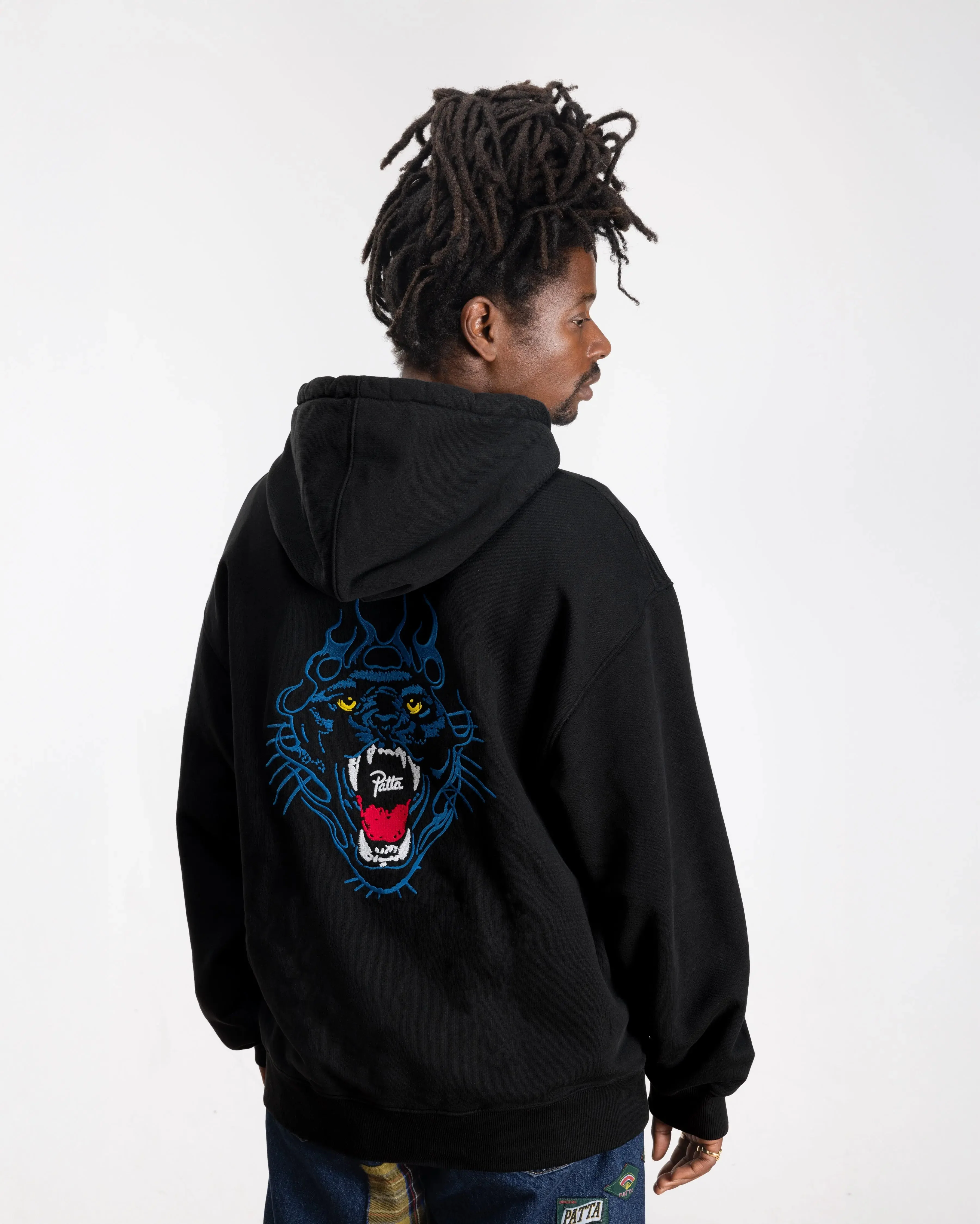 Patta Embroidered Fire Panther Hooded Sweater (Black) - Image 3