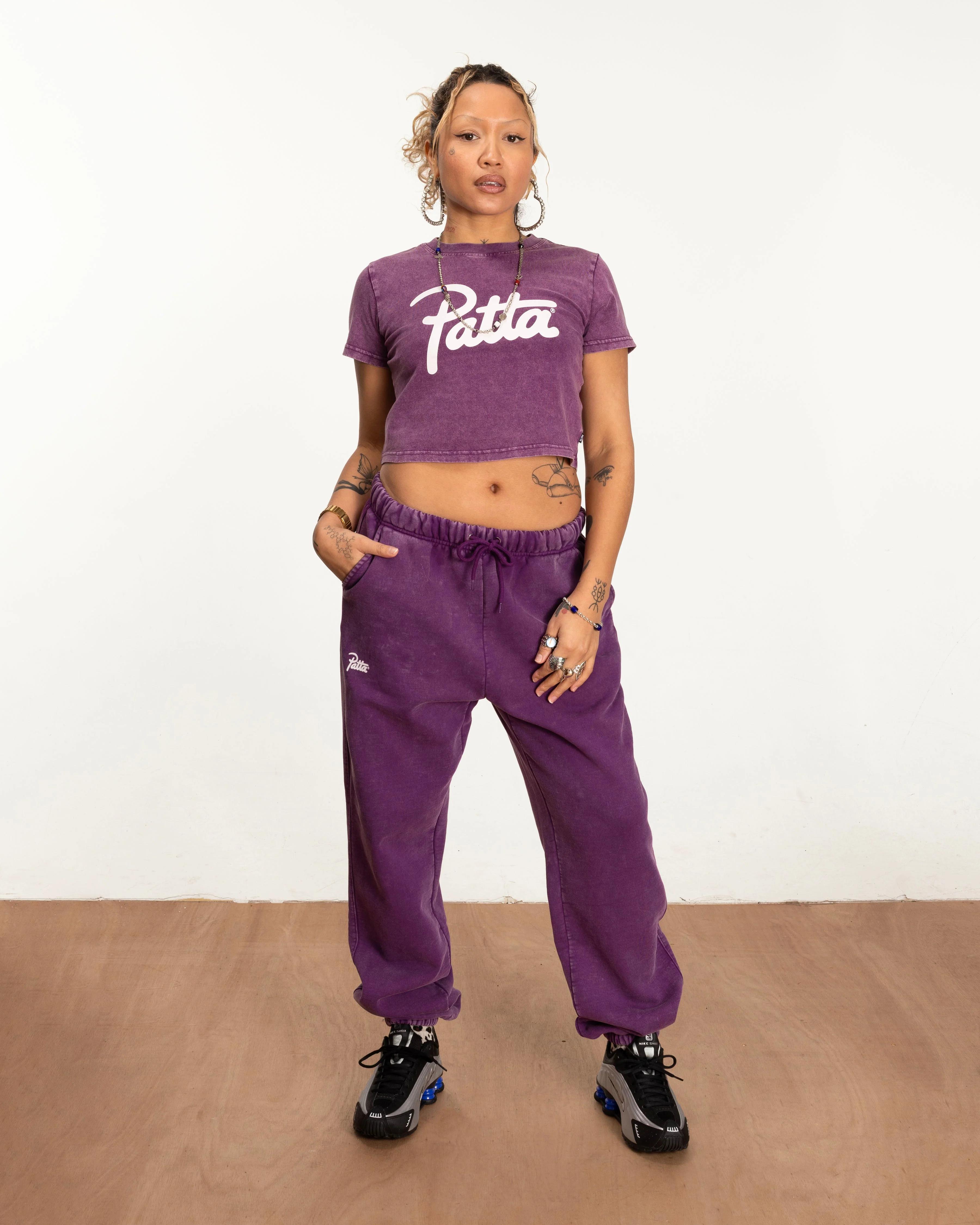 Patta Femme Acid Wash Baby T-Shirt (Dark Purple ) - Image 4