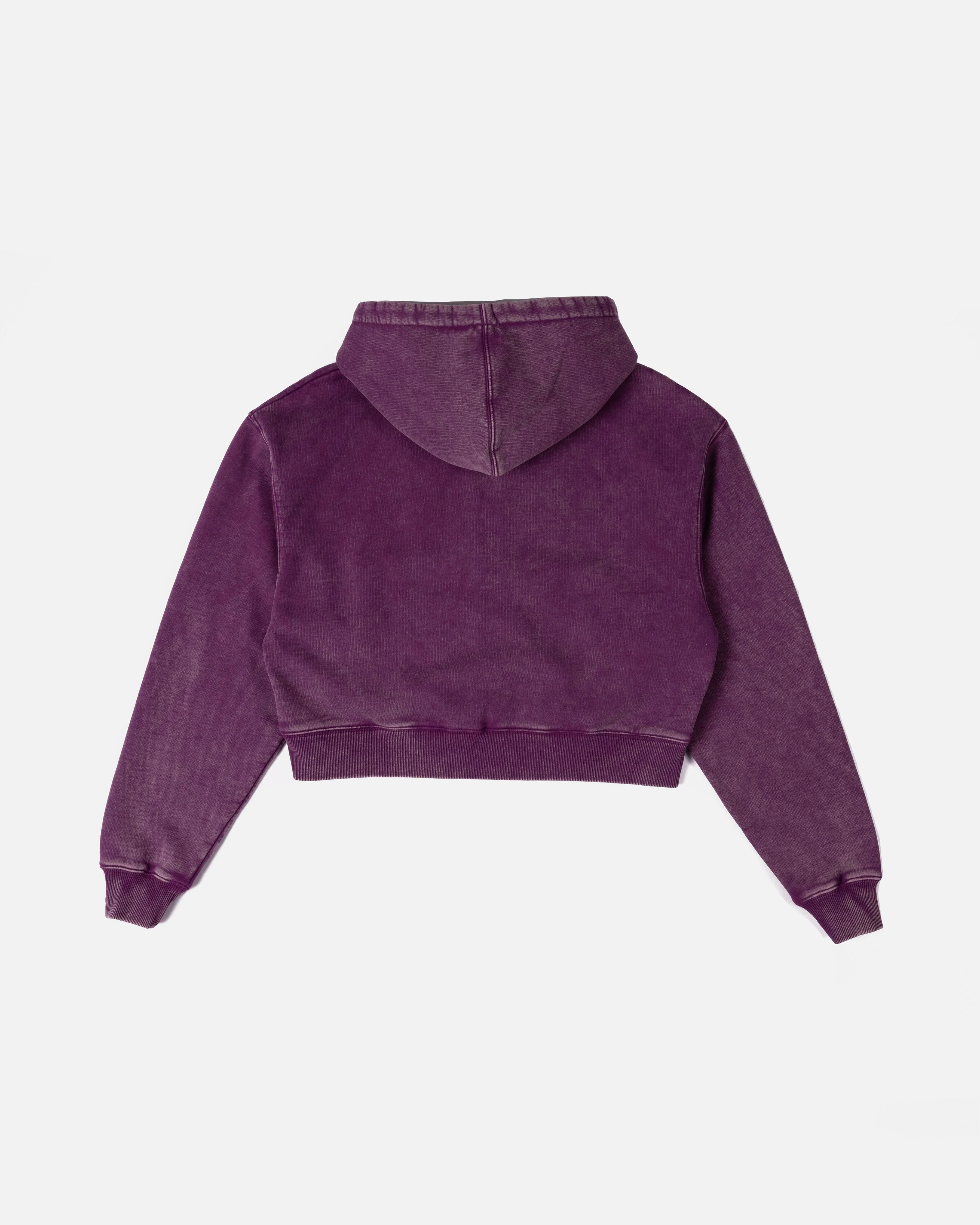 Patta Femme Acid Wash Cropped Zip-Up Hooded Sweater (Dark Purple ) - Image 4