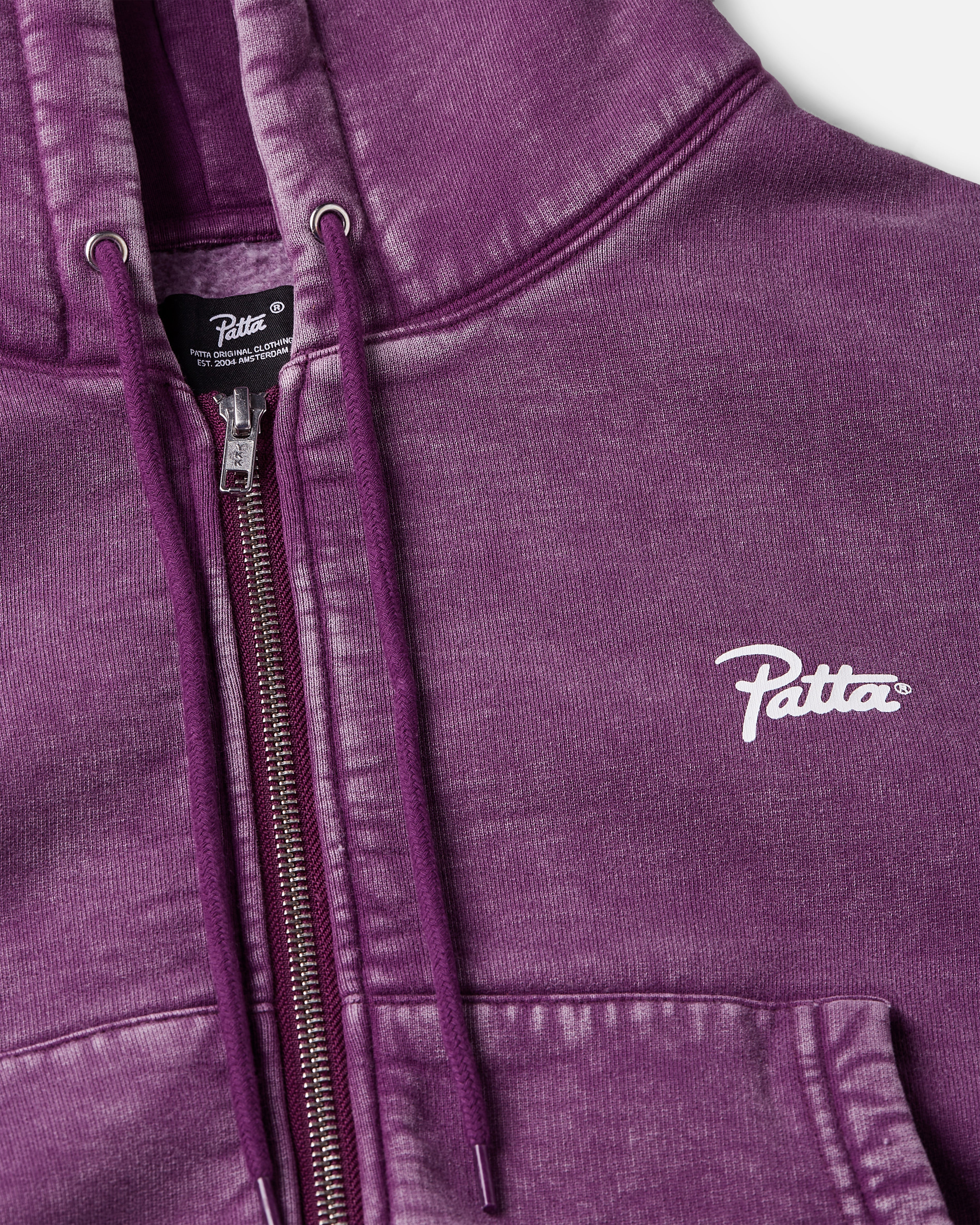 Patta Femme Acid Wash Cropped Zip-Up Hooded Sweater (Dark Purple ) - Image 5