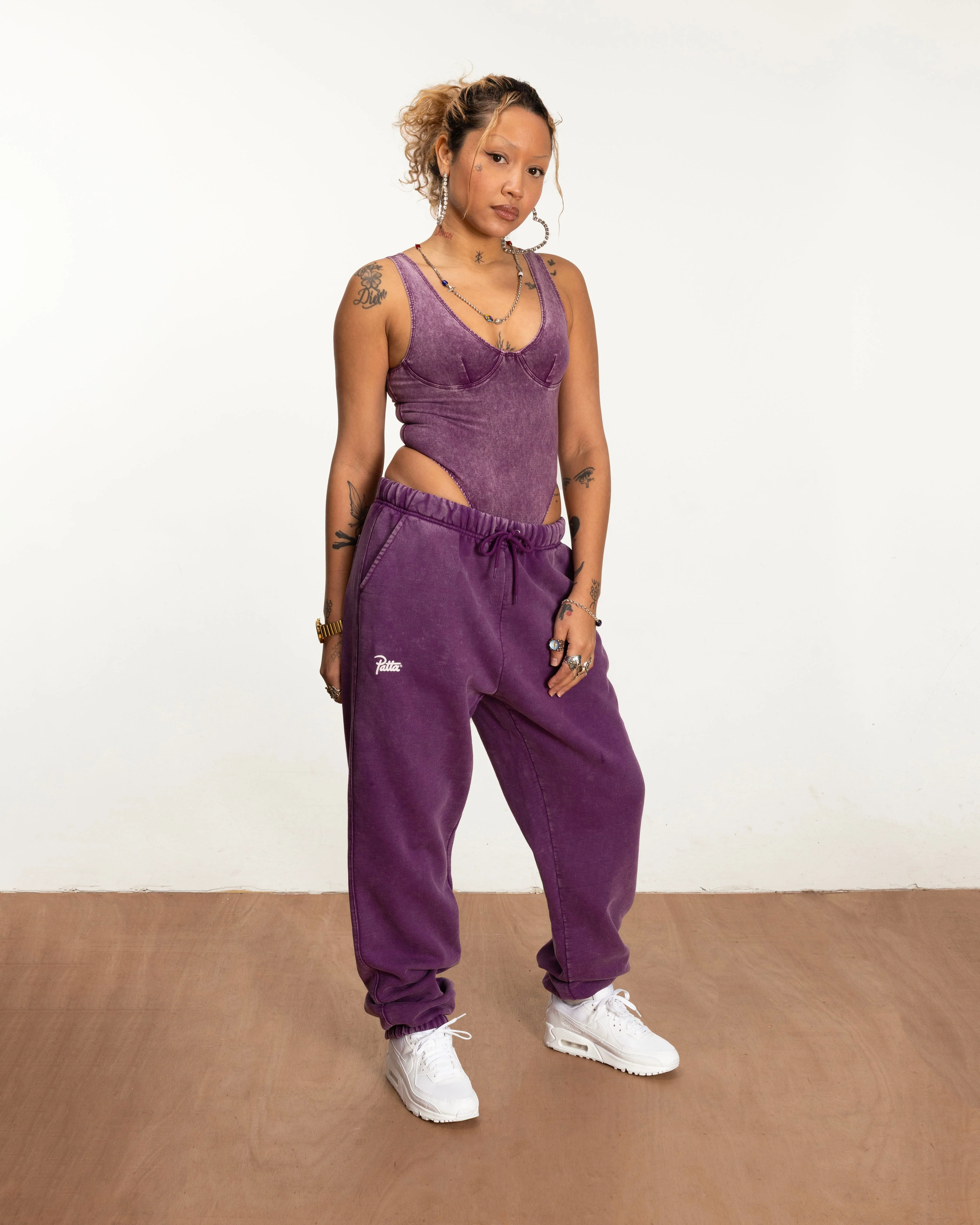 Patta Femme Acid Wash Jogging Pants (Dark Purple ) - Image 3