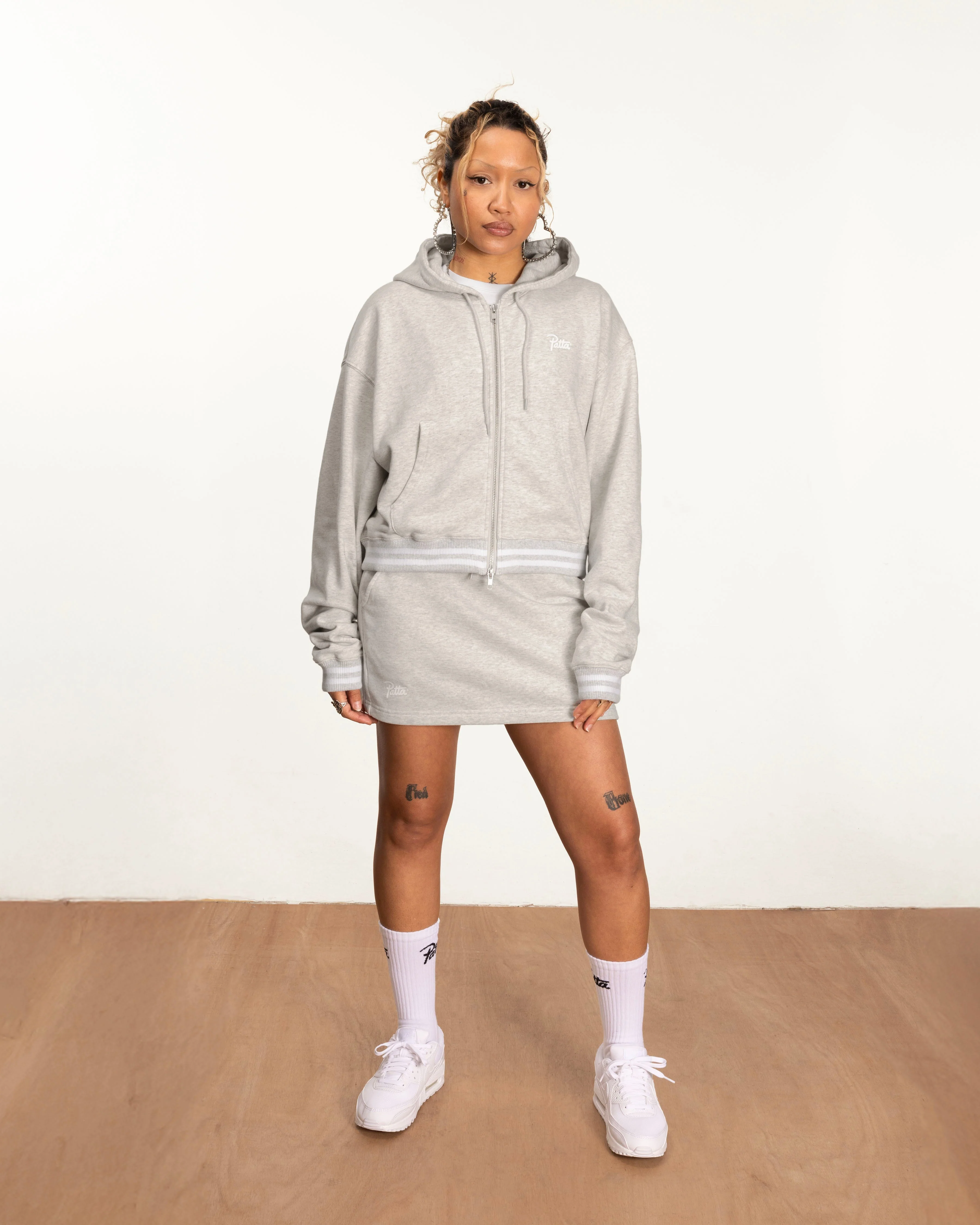 Patta Femme Lounge Zip-Up Hooded Sweater (Light Melange Grey) - Image 4