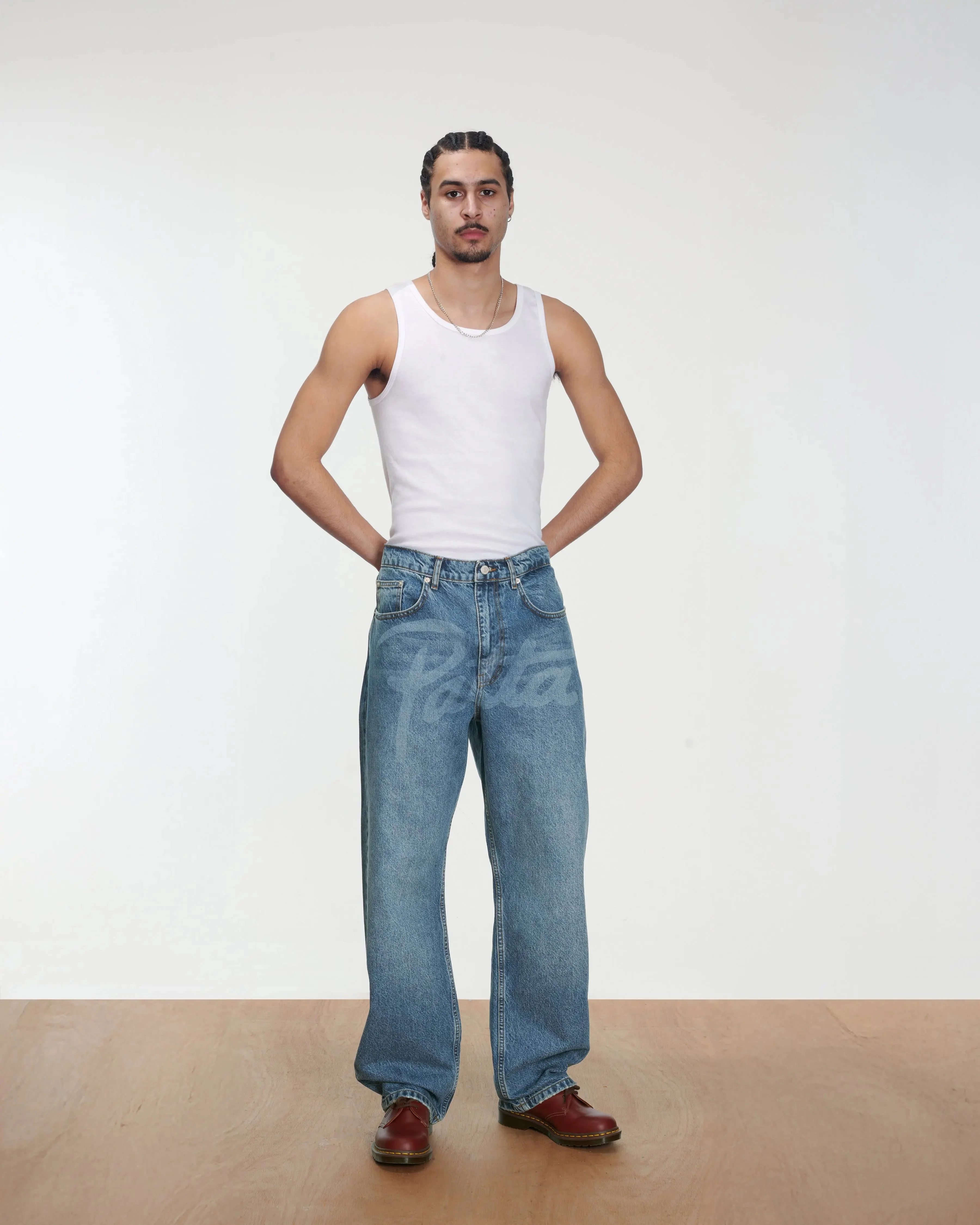 Patta Laserprint Whiskers Denim Pants (Light Blue Denim) - Image 3