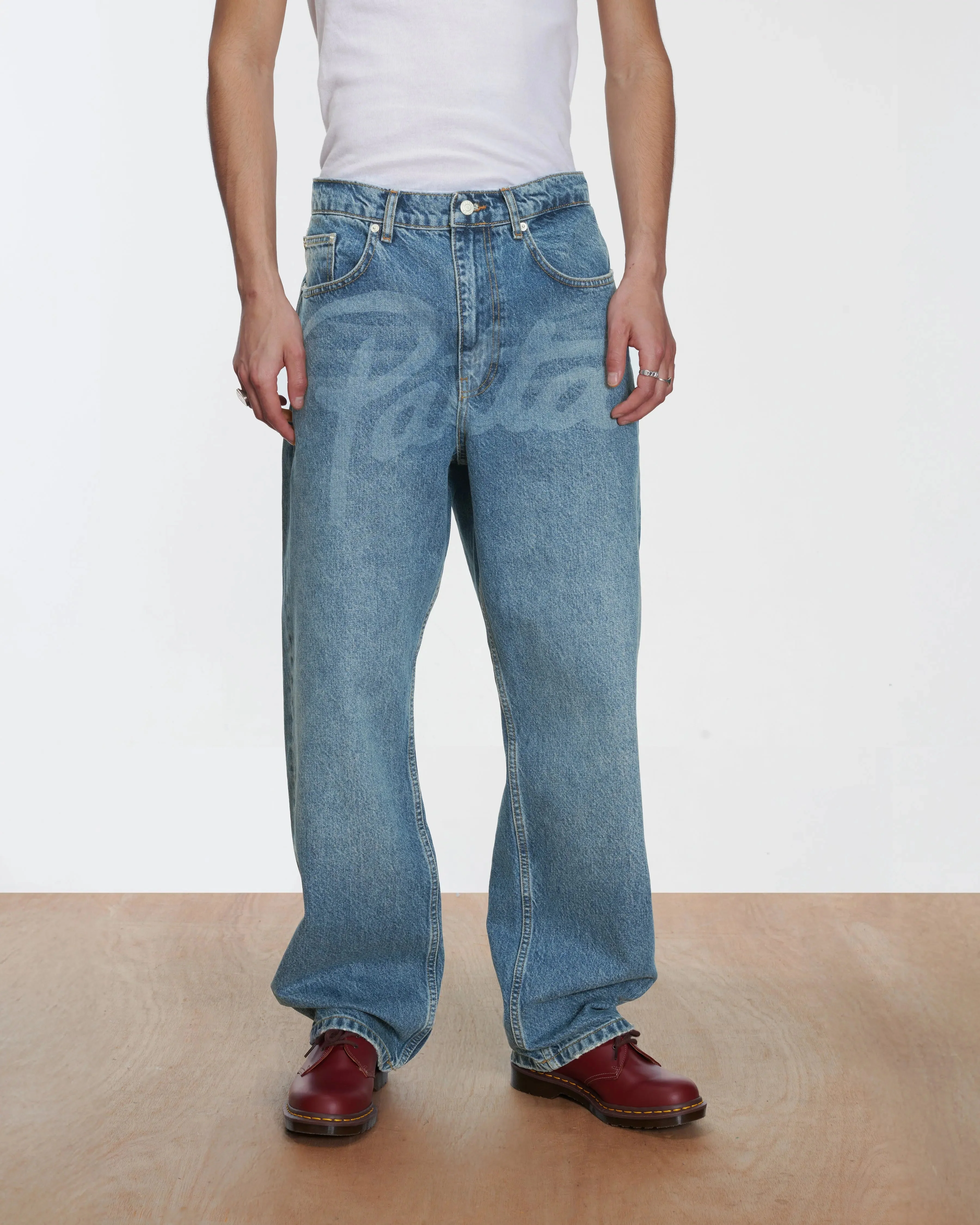 Patta Laserprint Whiskers Denim Pants (Light Blue Denim) - Image 5