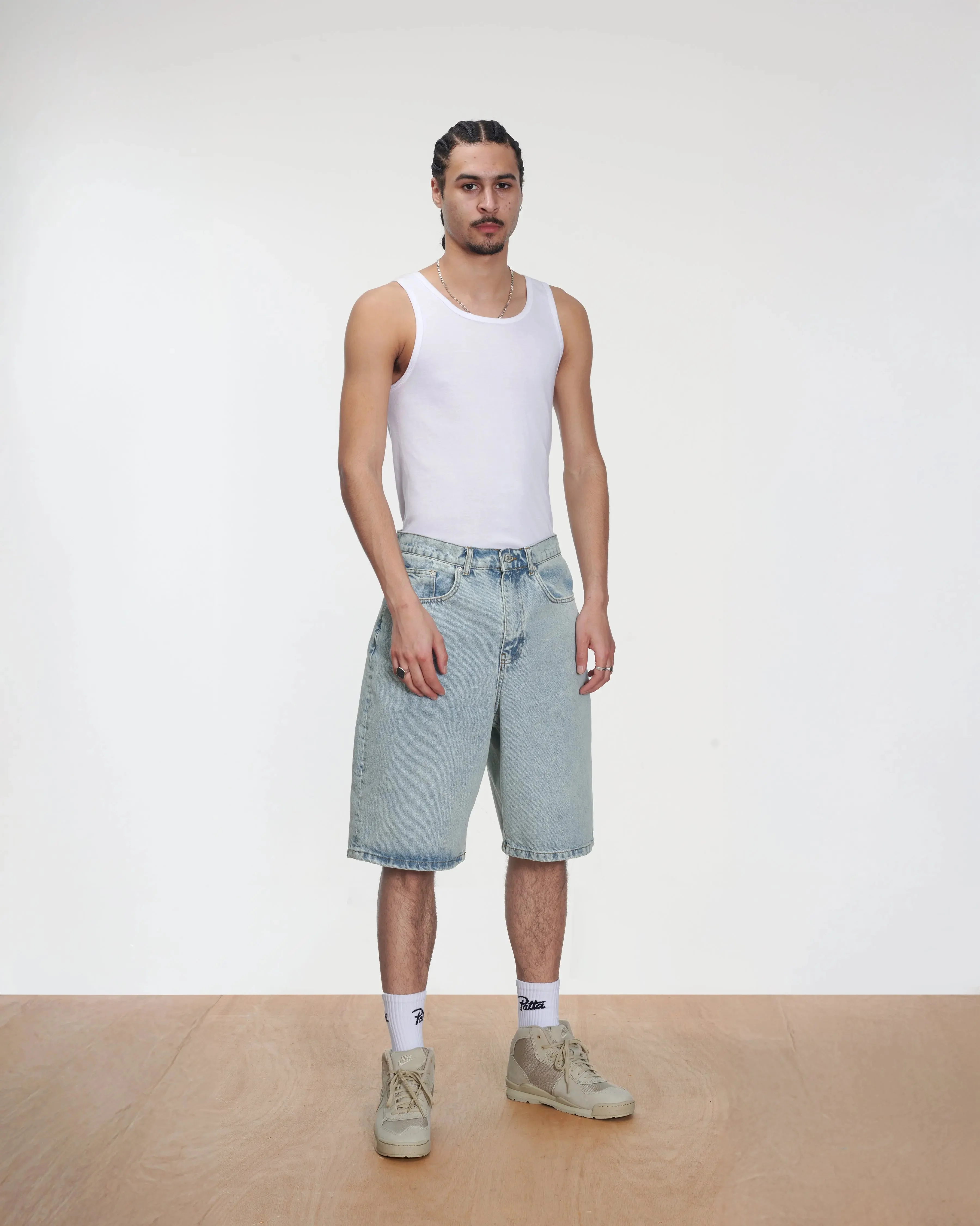 Patta Light Wash Denim Shorts (Light Blue Denim) - Image 3