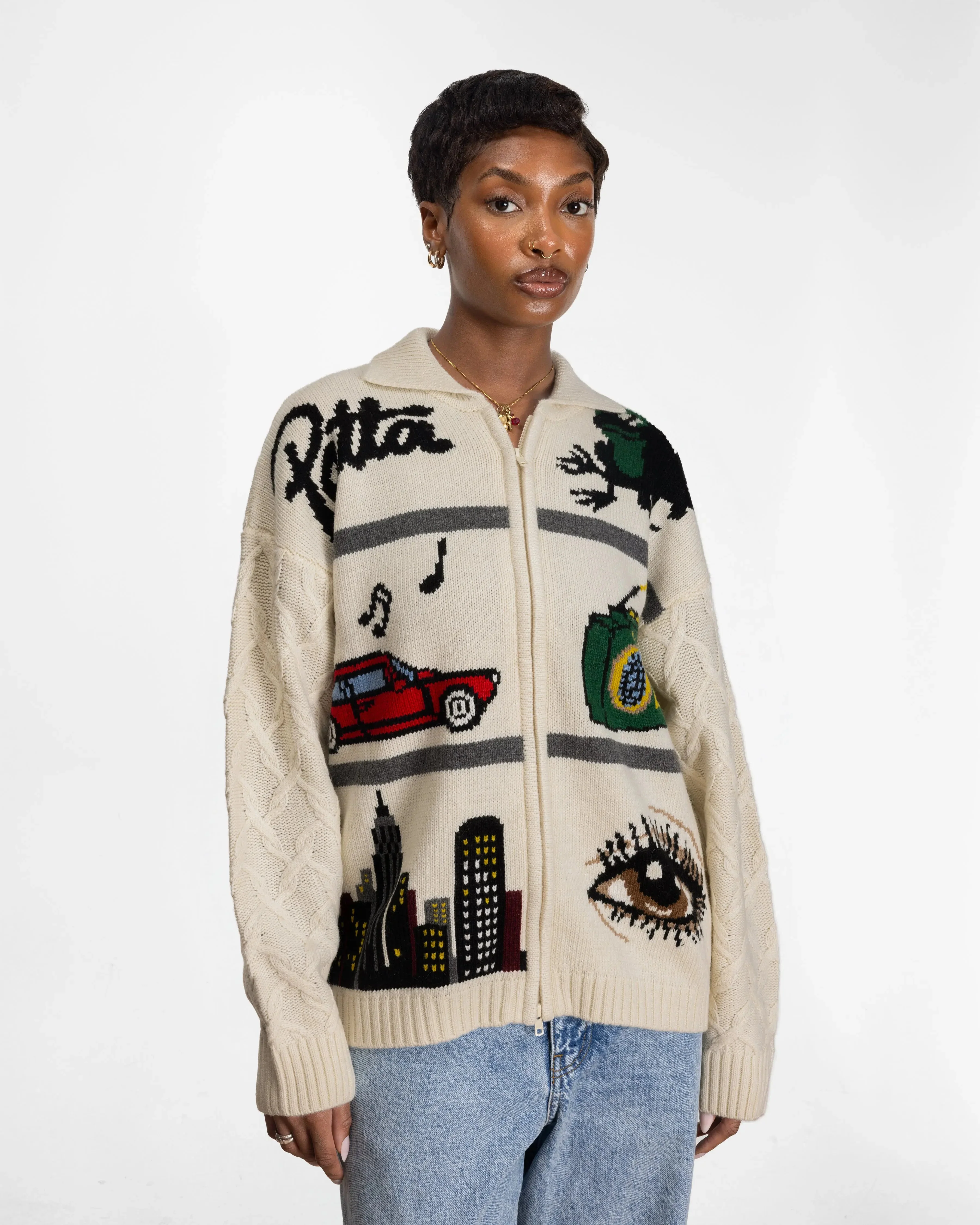 Patta Perfect Day Knitted Cardigan (Peyote) - Image 3