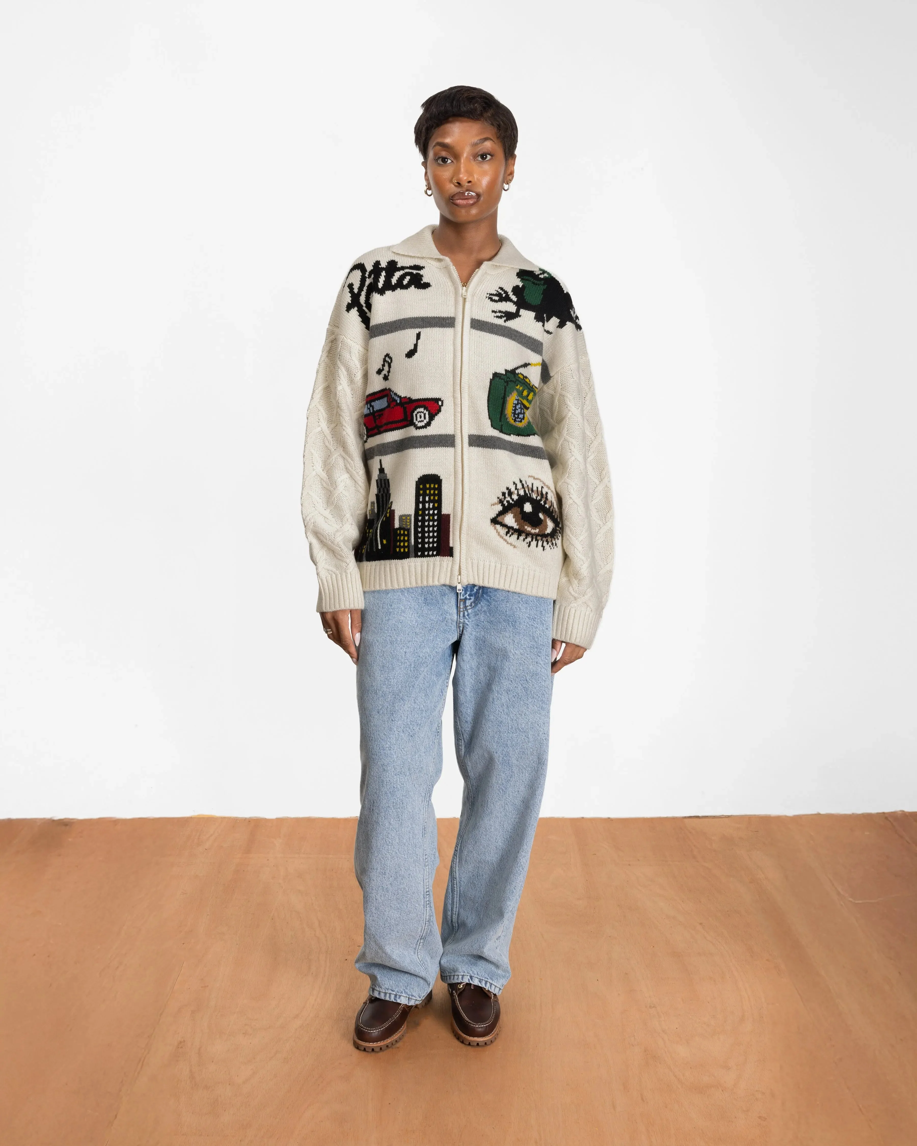 Patta Perfect Day Knitted Cardigan (Peyote) - Image 4