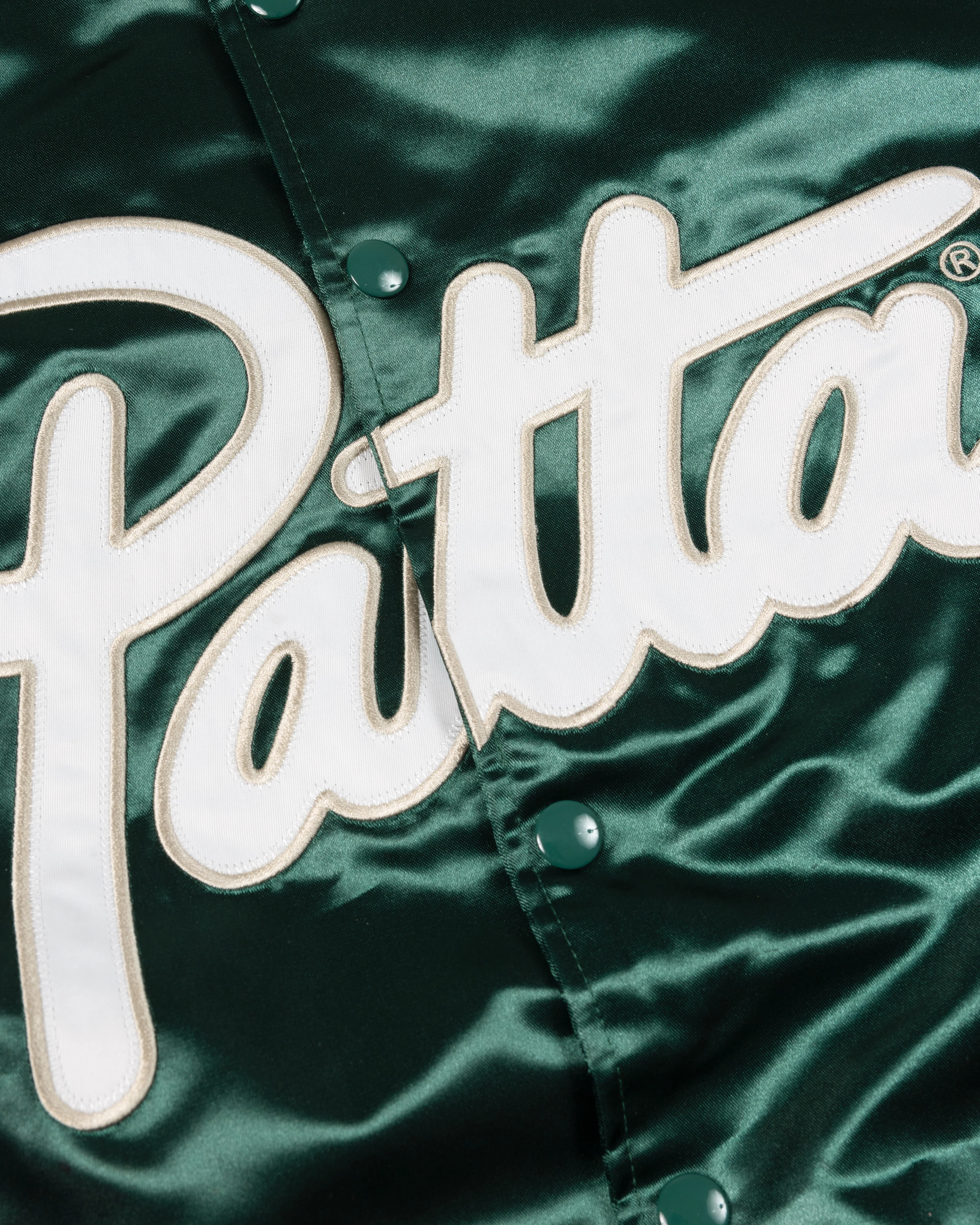 Patta Script Logo Satin Varsity Jacket (Bistro Green) - Image 3