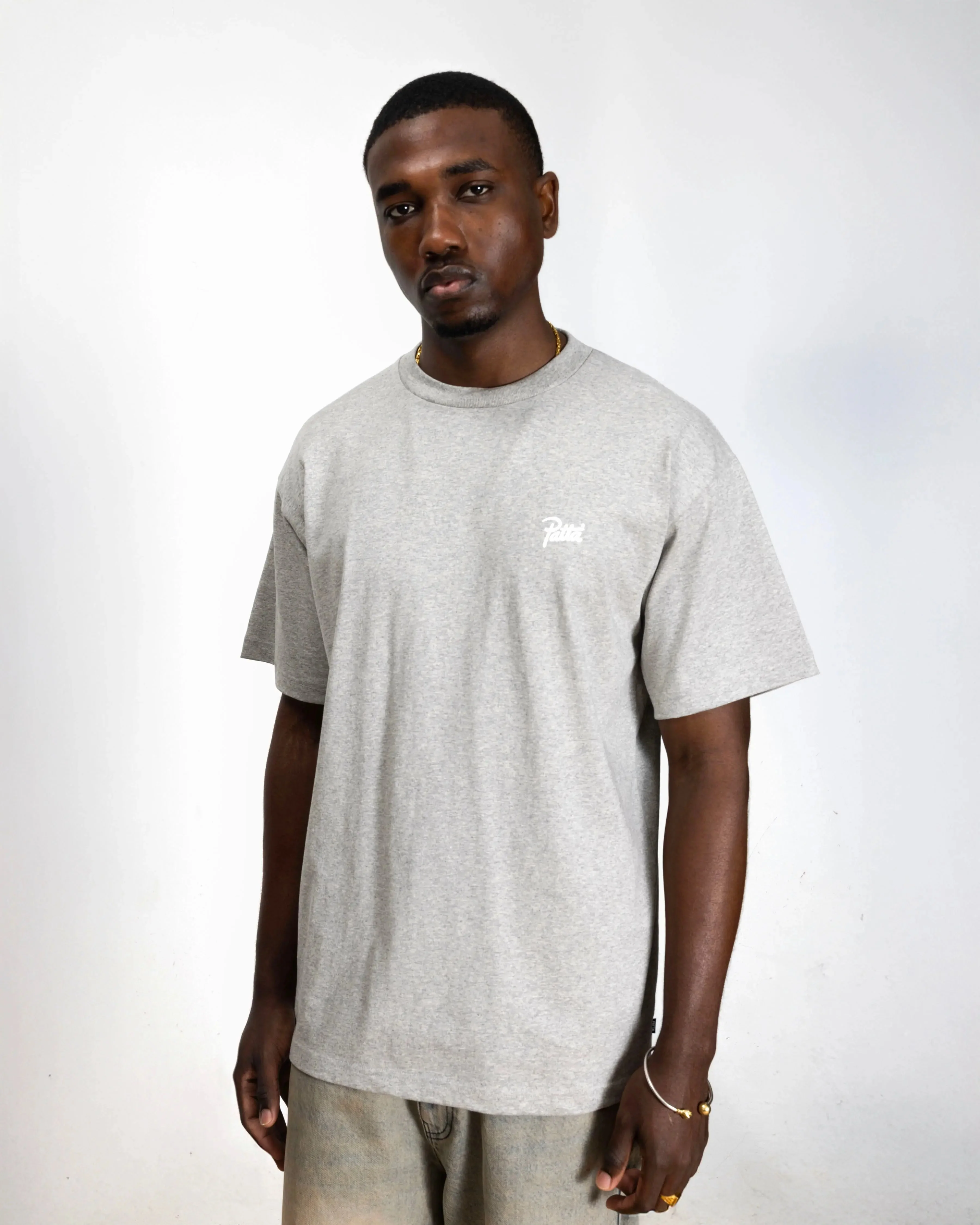 Patta Script Logo T-Shirt (Melange Grey) - Image 3