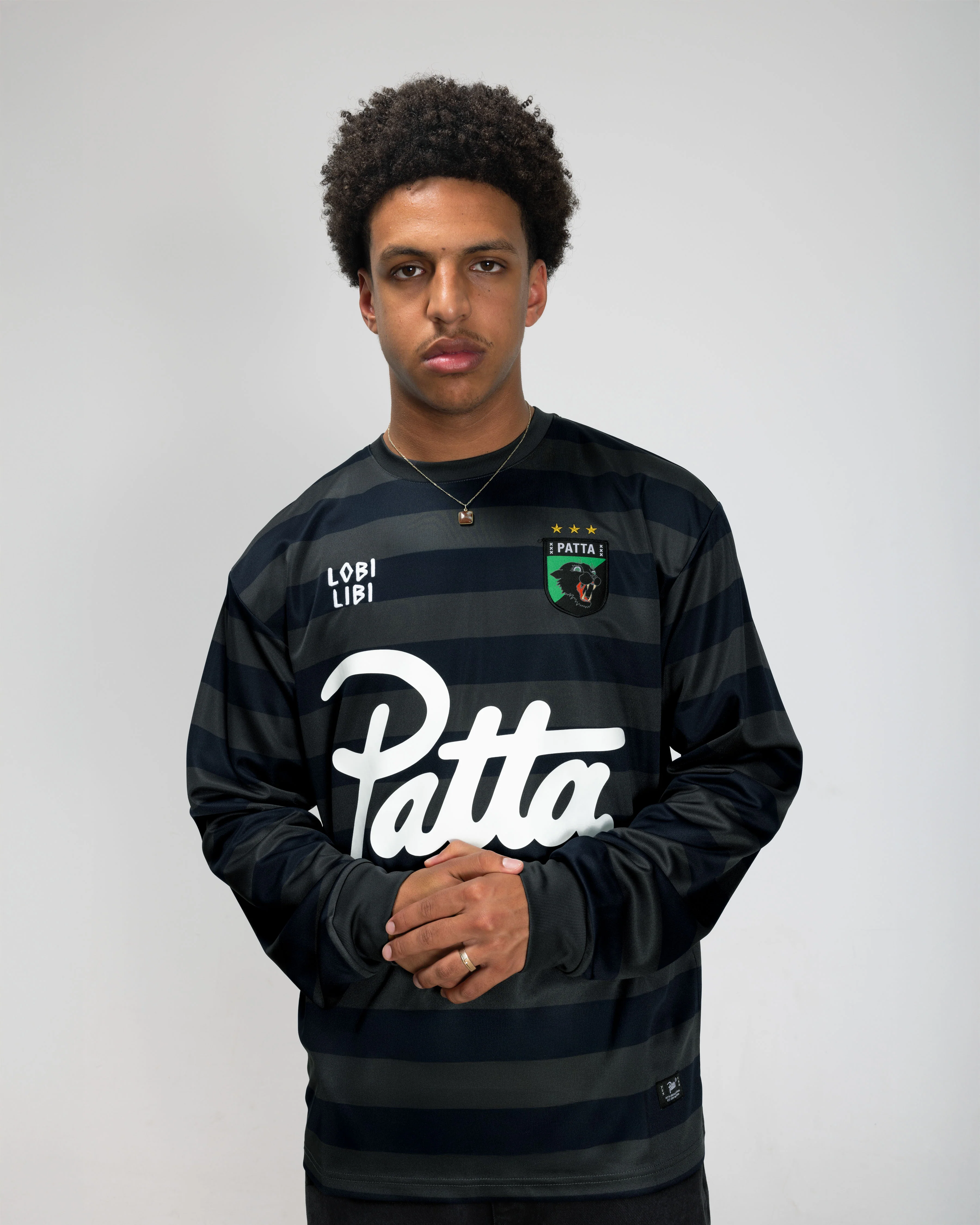 Patta Striped Longsleeve Football Jersey (Forged Iron) - Image 4